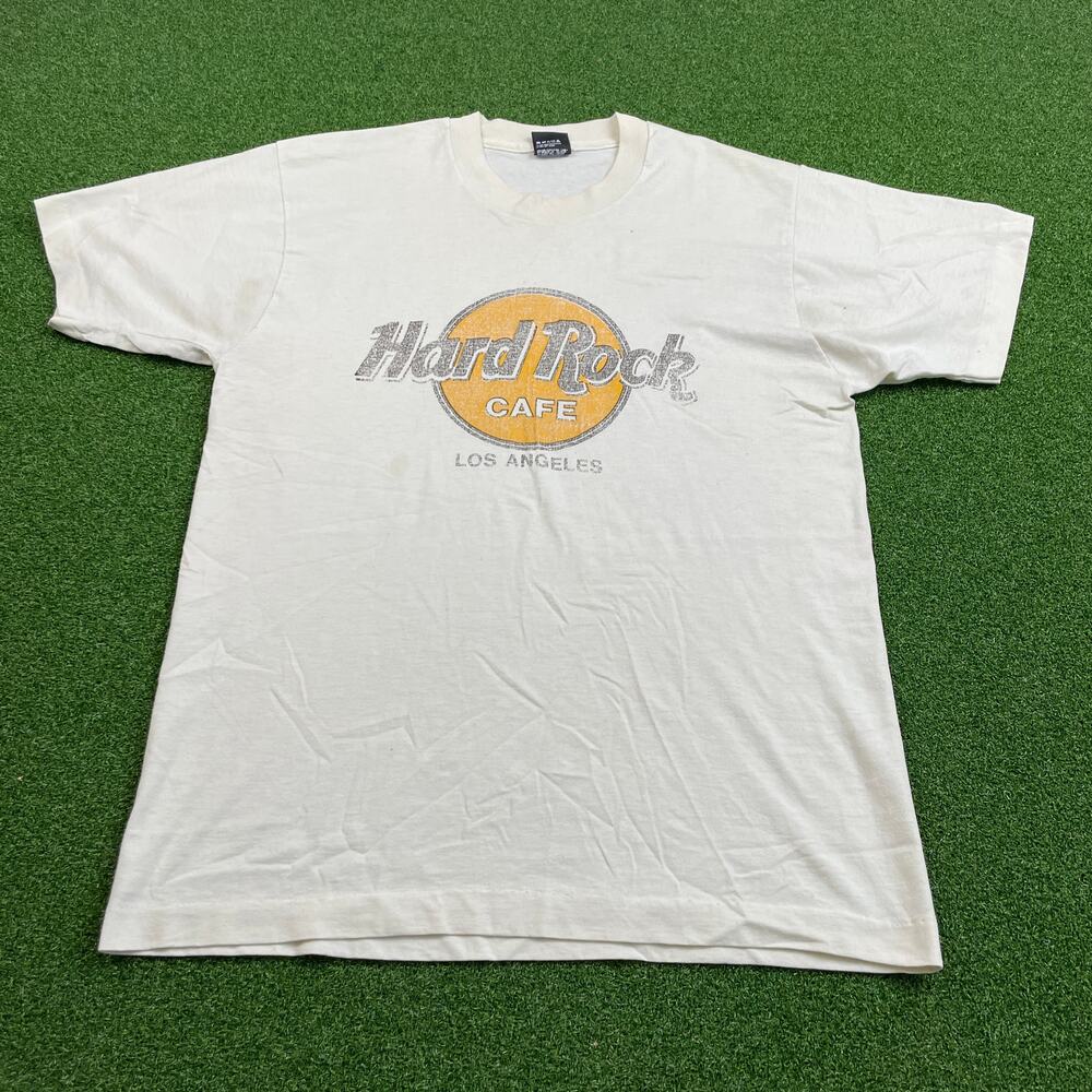Vintage 1990s Screen Stars White Hard Rock Cafe Los Angeles T-Shirt Sz L